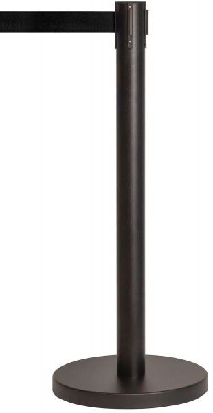 Стойка ограждения с вытяжной лентой (черная) 3 м, сталь окрашенная в Тольятти - картинка, изображение, фото